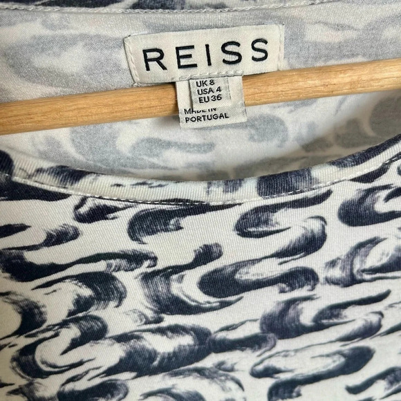 Reiss Rica Print Jersey Ruched Bodycon Dress - Size 8 - Picture 7 of 7